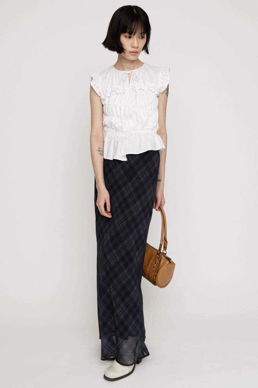 ASYMMETRY SHIRRING トップス WHT FREE