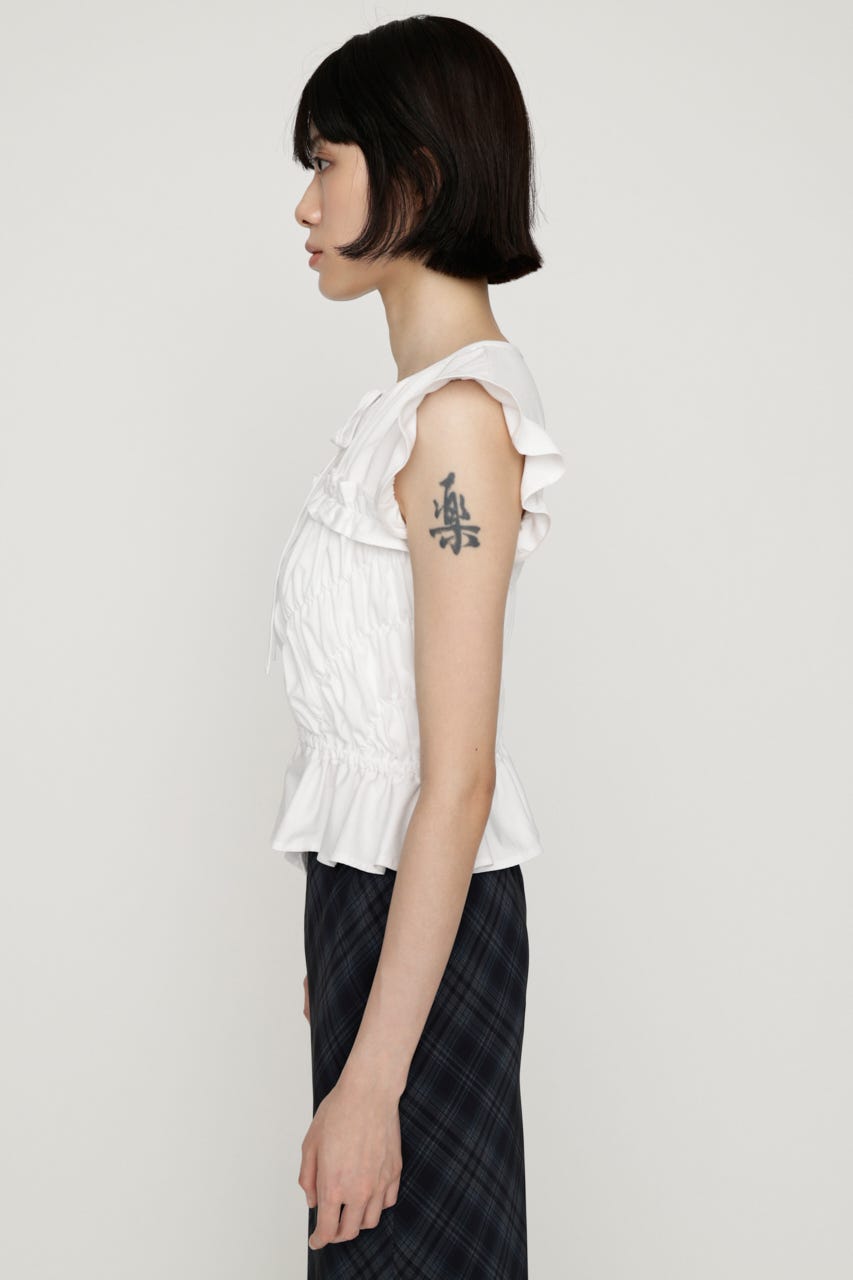 ASYMMETRY SHIRRING トップス WHT FREE