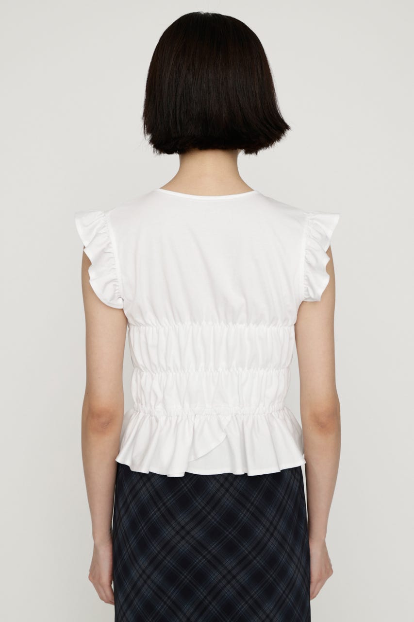 ASYMMETRY SHIRRING トップス WHT FREE