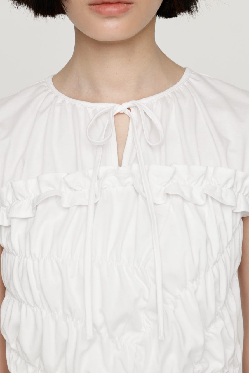 ASYMMETRY SHIRRING トップス WHT FREE