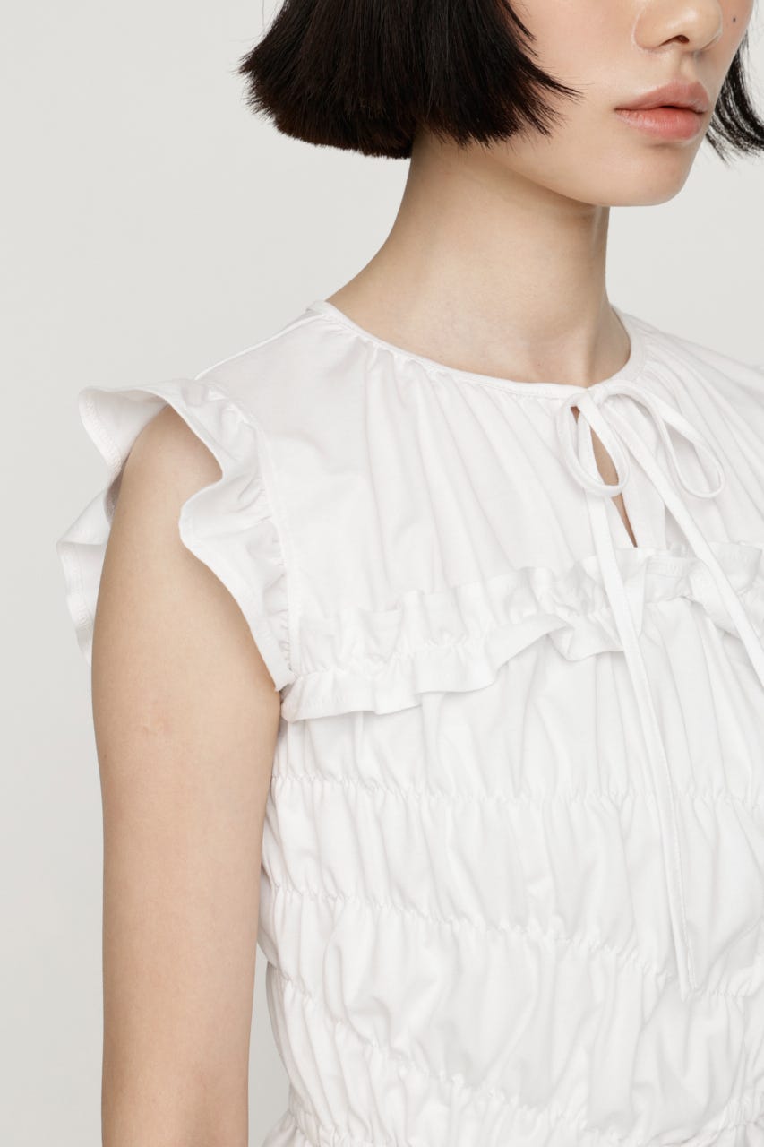ASYMMETRY SHIRRING トップス WHT FREE