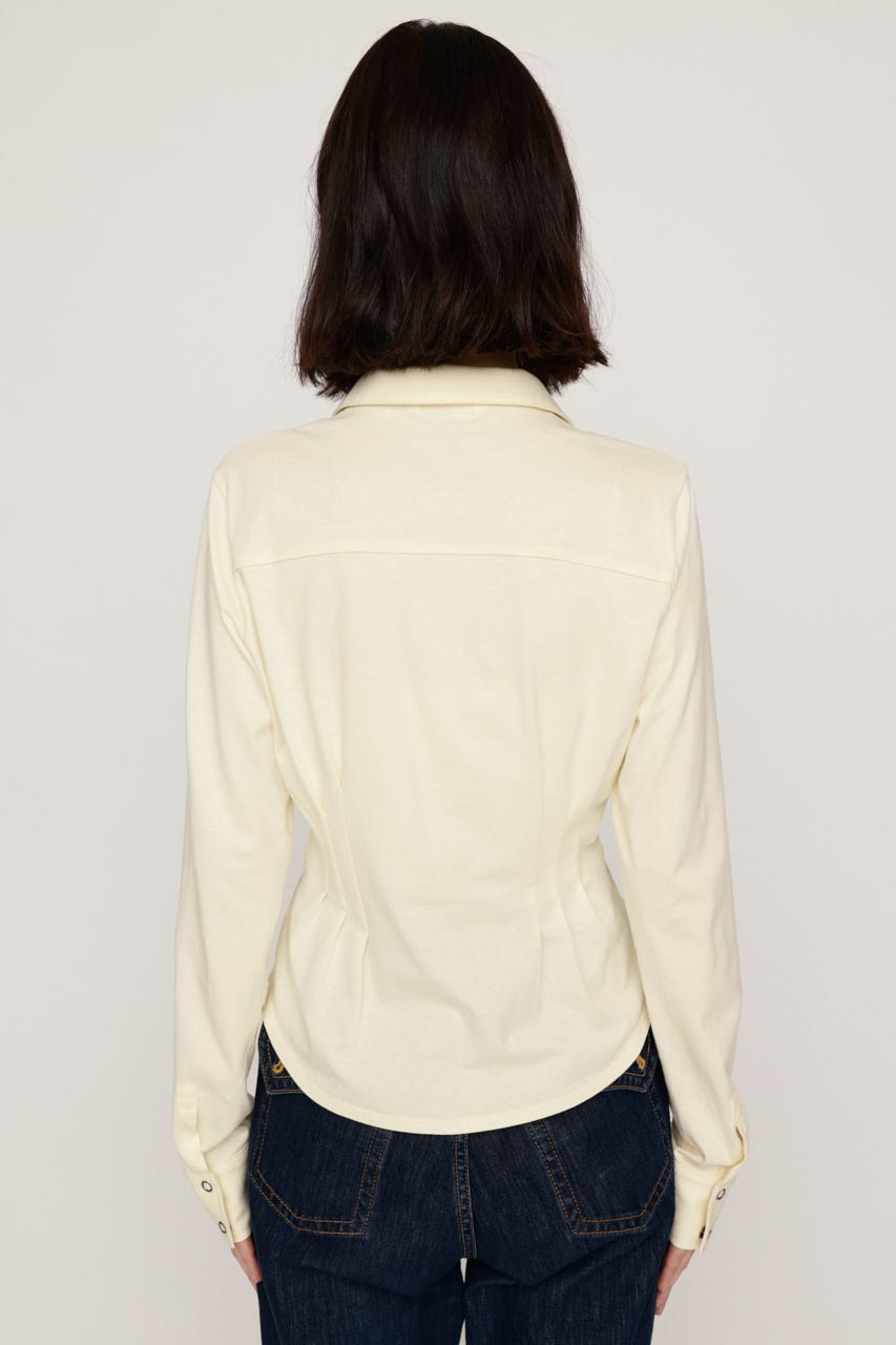 OPEN COLLAR TUCKED シャツ O/WHT FREE