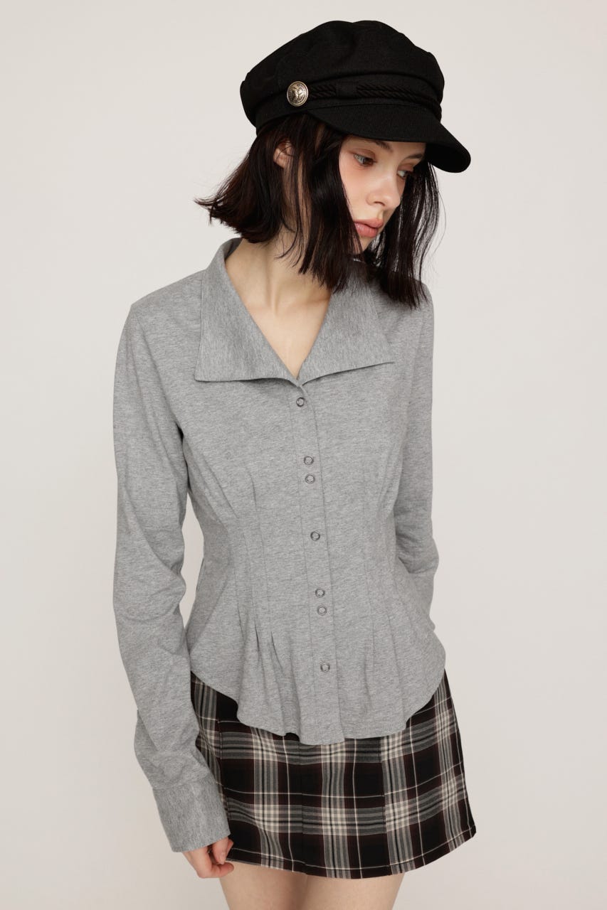 OPEN COLLAR TUCKED シャツ T.GRY FREE