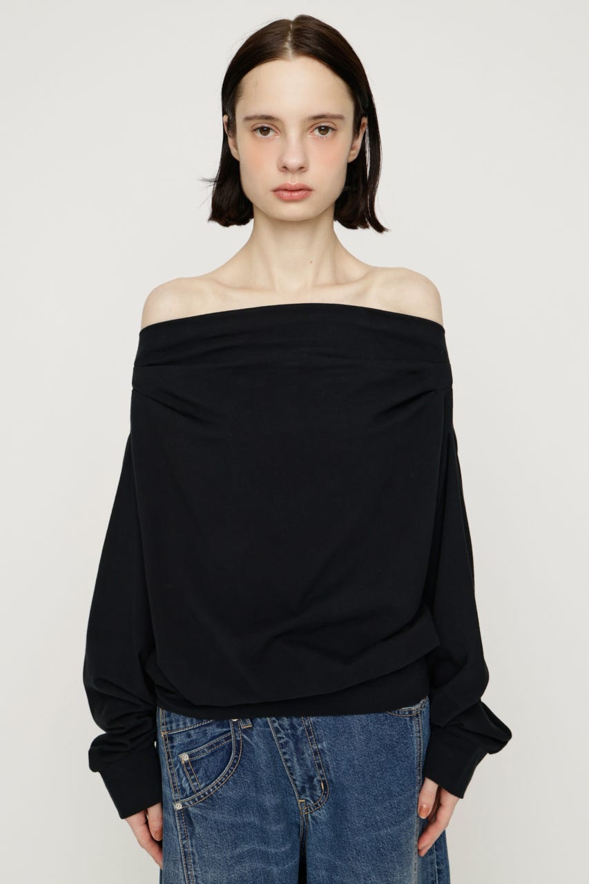 TUCKED OFFSHOULDER トップス BLK FREE
