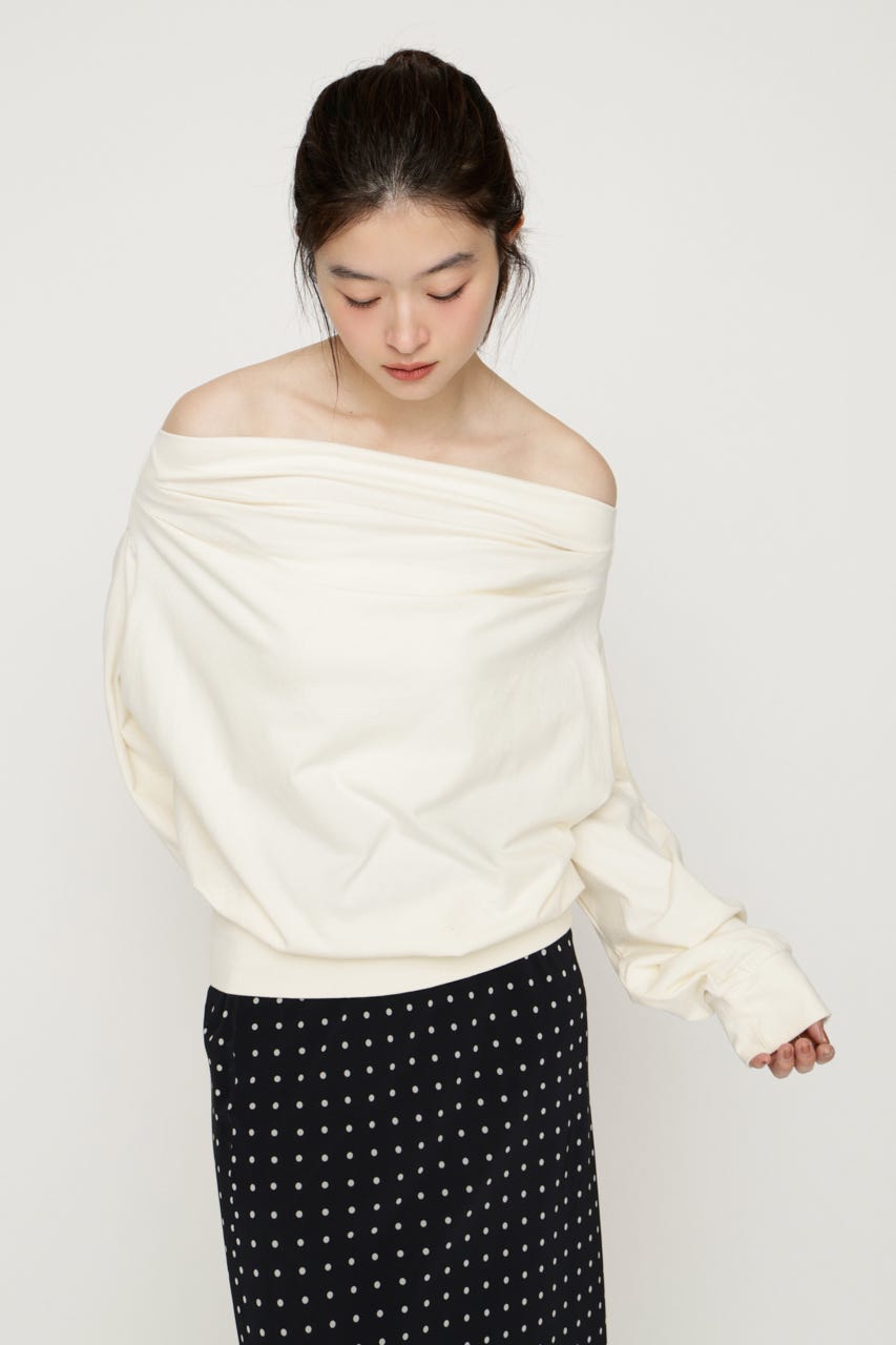TUCKED OFFSHOULDER トップス L/YEL FREE