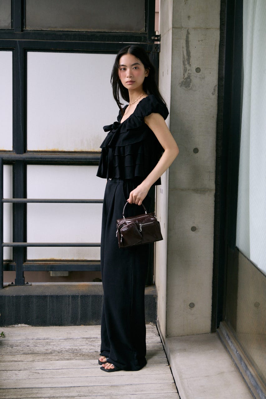 SLY | FRILL CUT RIBBON トップス (Tシャツ・カットソー(半袖) ) |SHEL