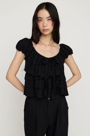 FRILL CUT RIBBON トップス