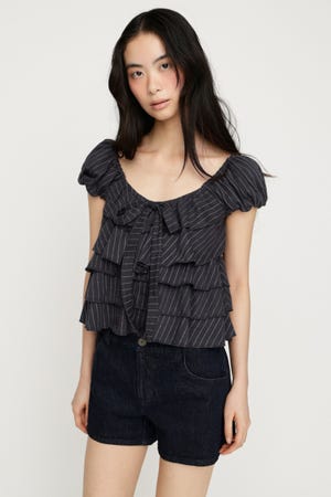 FRILL CUT RIBBON トップス