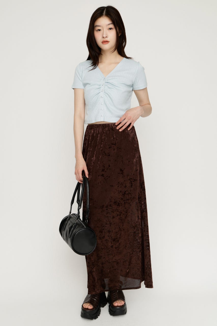 GATHER EYELET V／N カーディガン L/BLU FREE