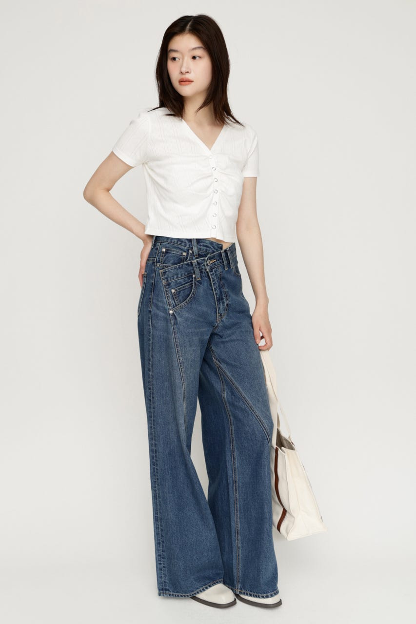 GATHER EYELET V／N カーディガン WHT FREE
