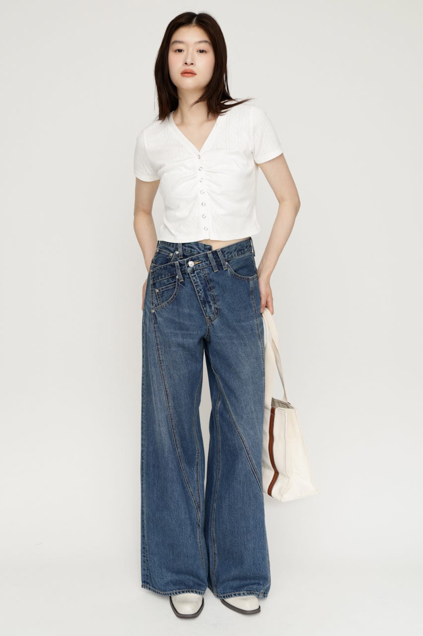 GATHER EYELET V／N カーディガン WHT FREE
