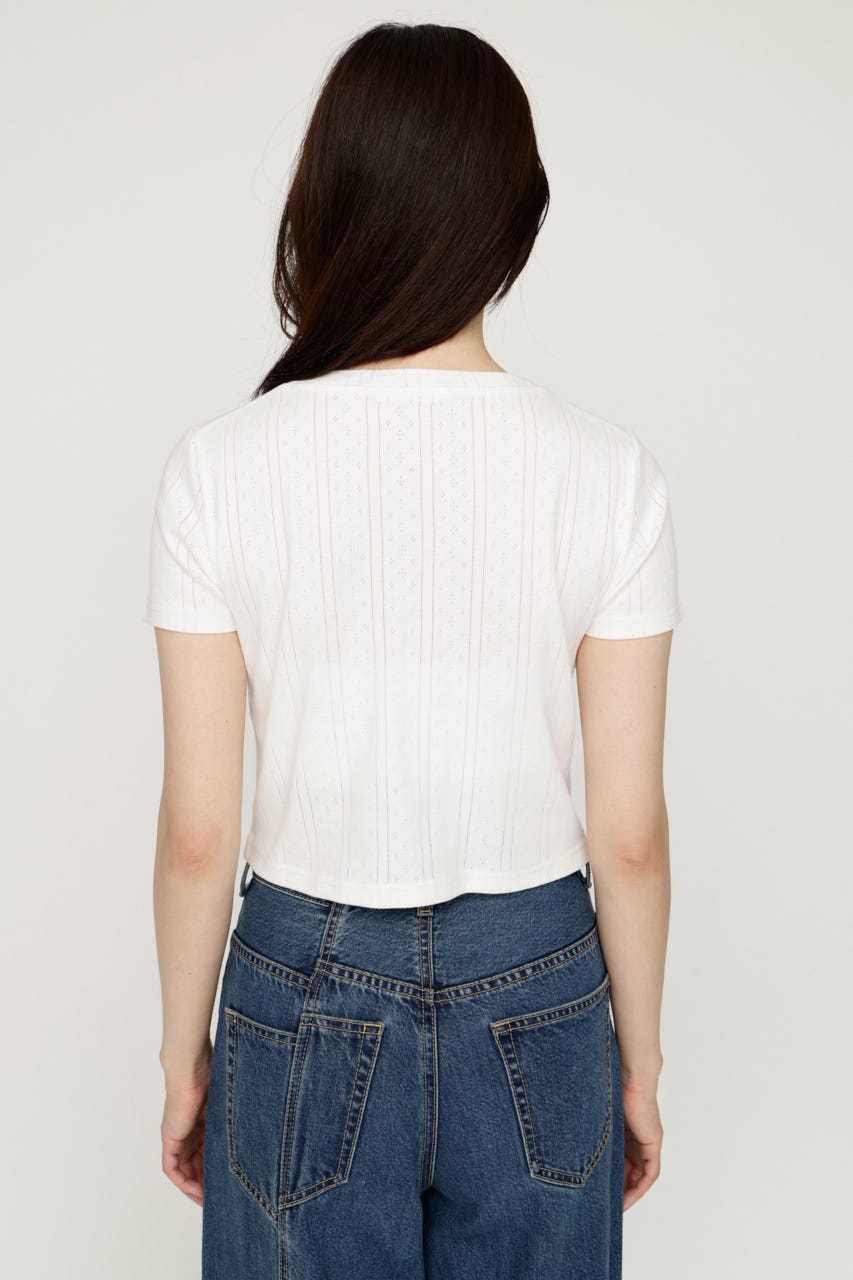 GATHER EYELET V／N カーディガン WHT FREE