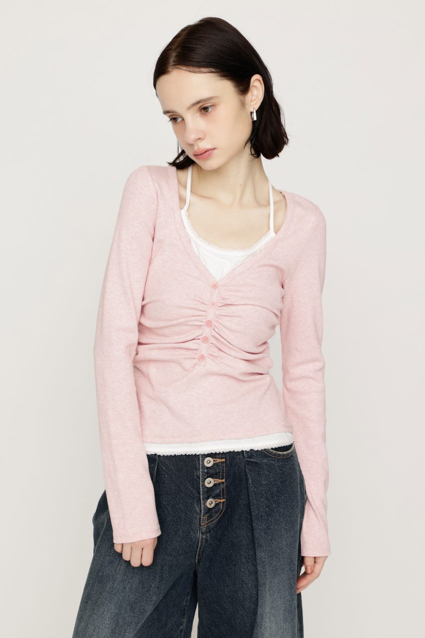 【LIMITED ITEM】LAYERED LIKE CUT トップス L/PNK FREE