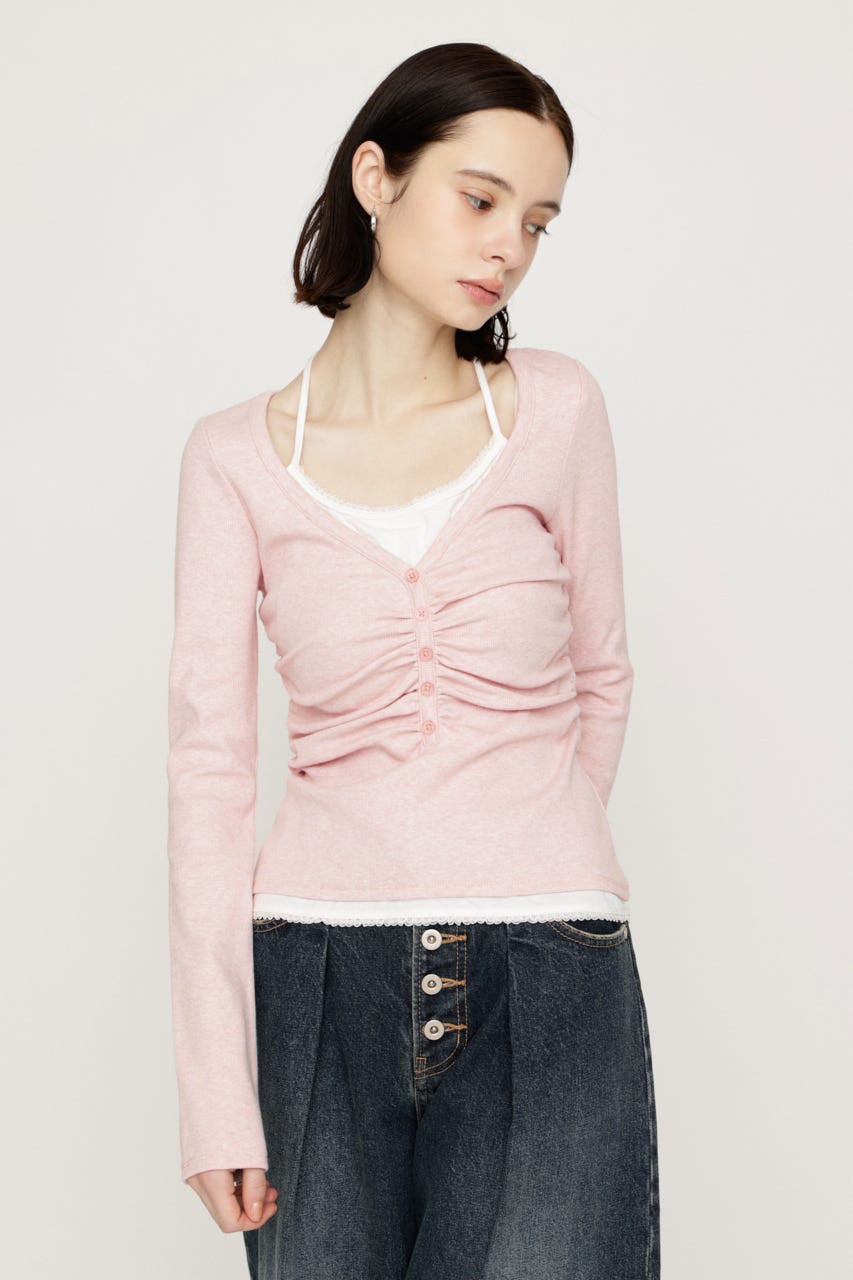 【LIMITED ITEM】LAYERED LIKE CUT トップス L/PNK FREE