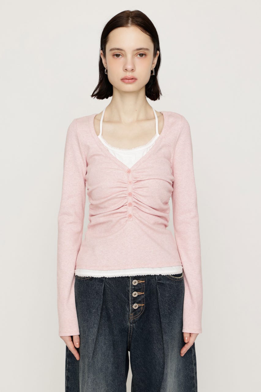 【LIMITED ITEM】LAYERED LIKE CUT トップス L/PNK FREE