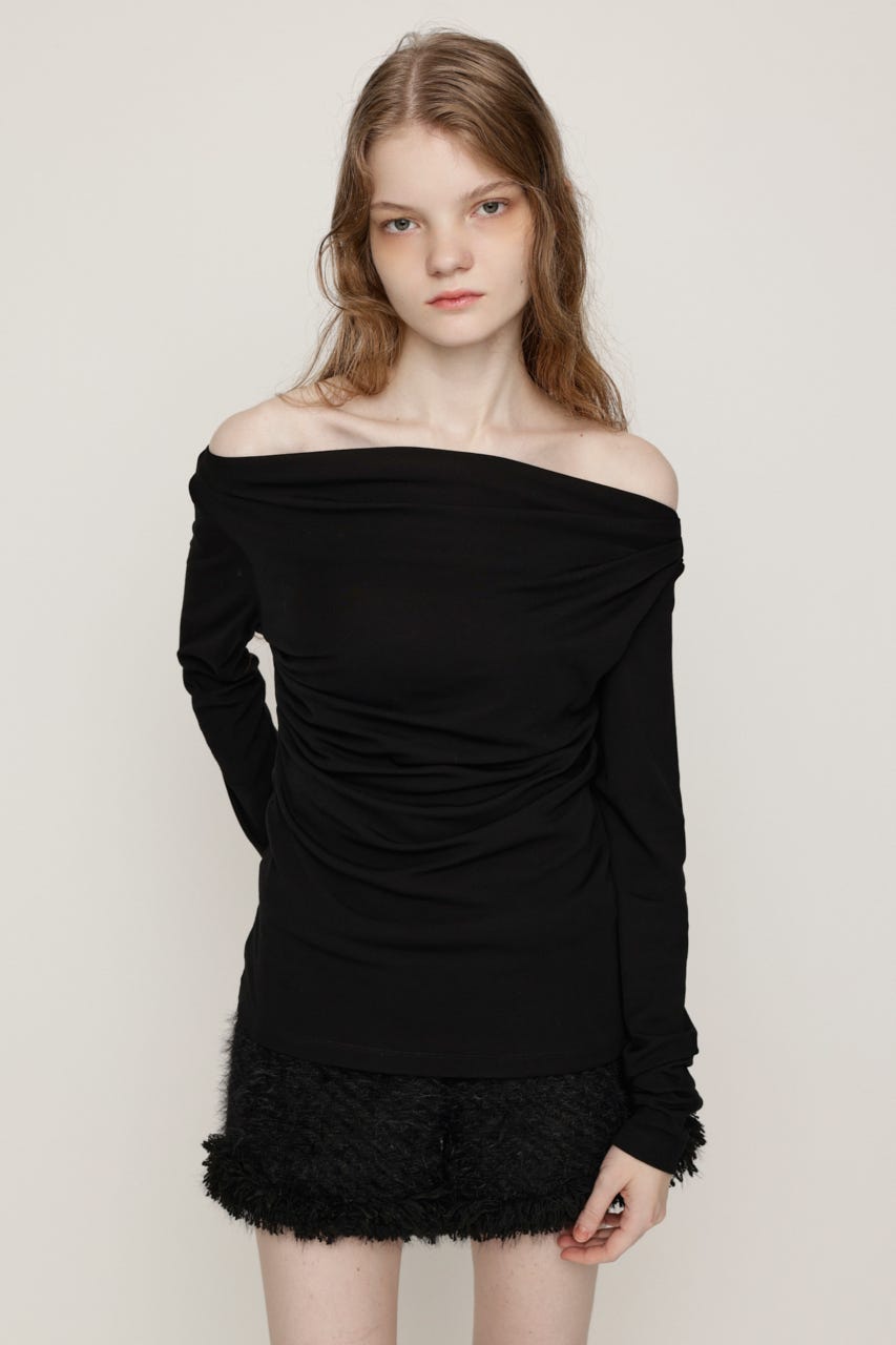 ASYMMETRY OFFSHOULDER トップス BLK FREE