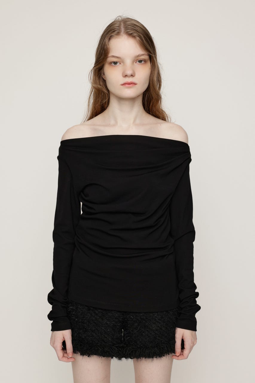 ASYMMETRY OFFSHOULDER トップス BLK FREE