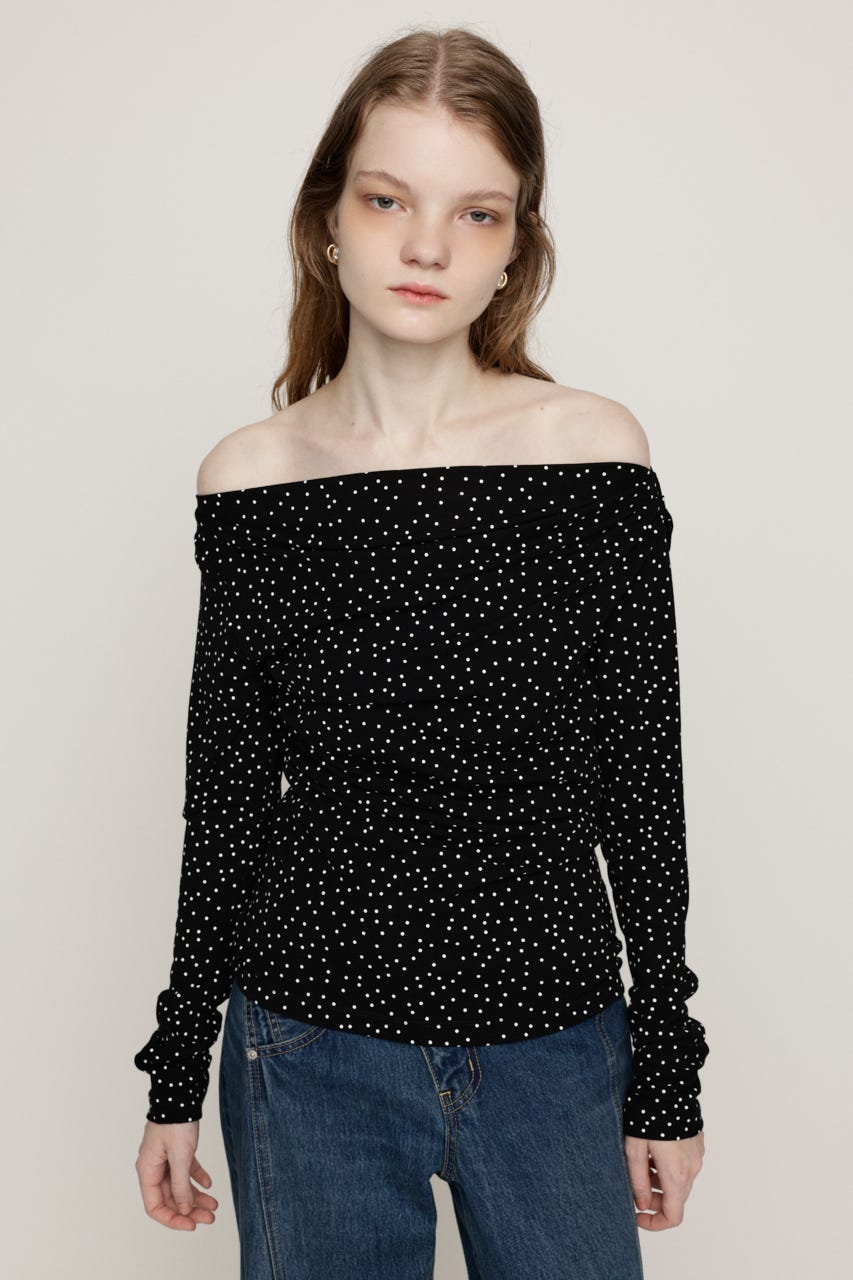 ASYMMETRY OFFSHOULDER トップス M/BLK FREE