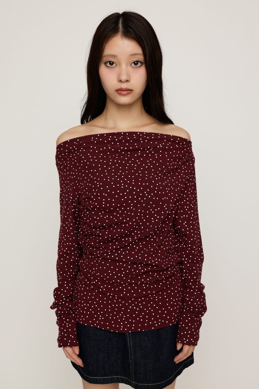 ASYMMETRY OFFSHOULDER トップス M/RED FREE