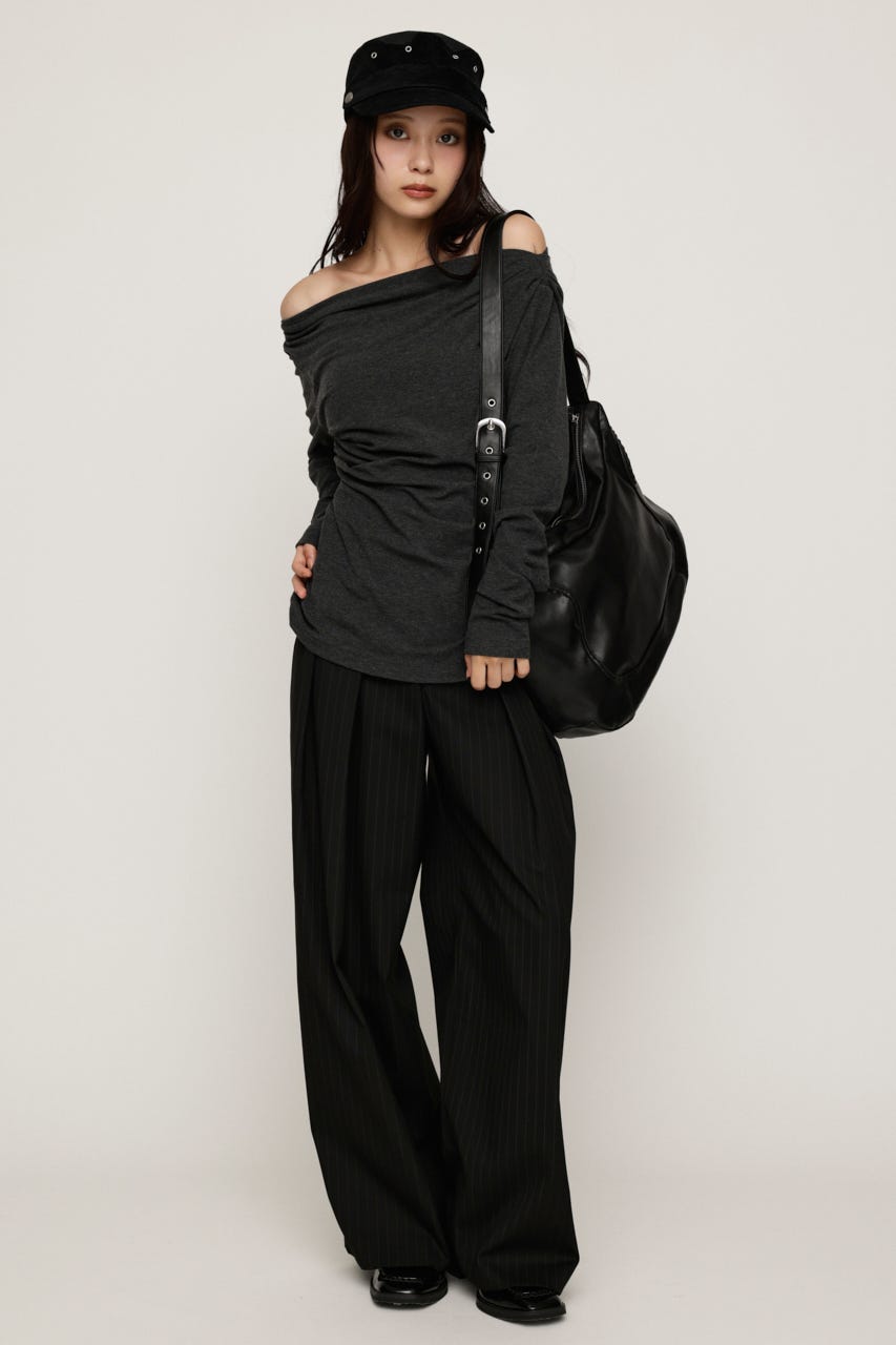 ASYMMETRY OFFSHOULDER トップス T.GRY FREE