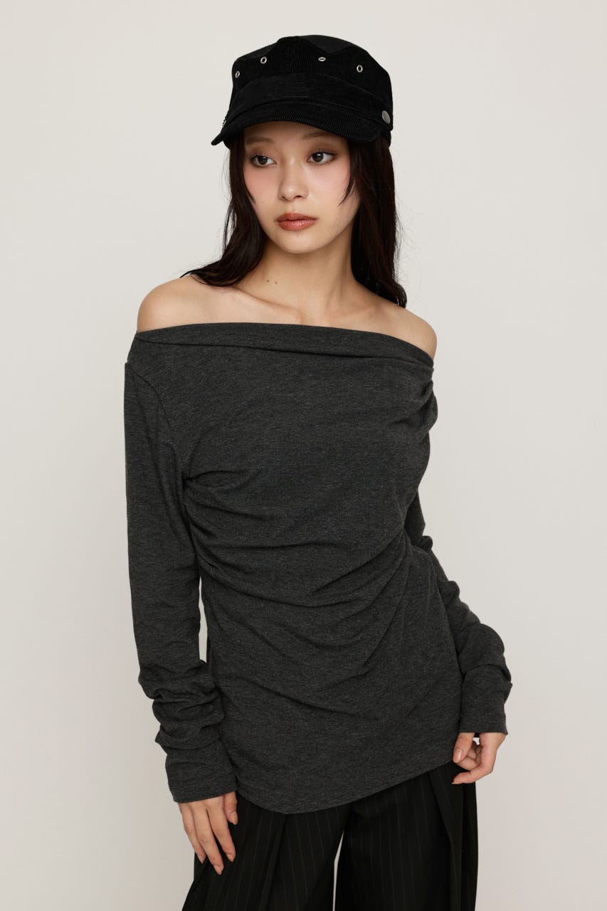 ASYMMETRY OFFSHOULDER トップス T.GRY FREE