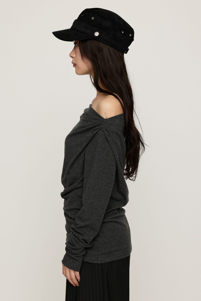 ASYMMETRY OFFSHOULDER トップス T.GRY FREE