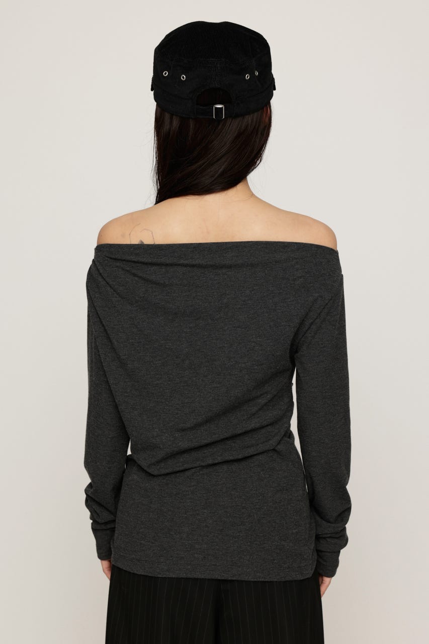 ASYMMETRY OFFSHOULDER トップス T.GRY FREE