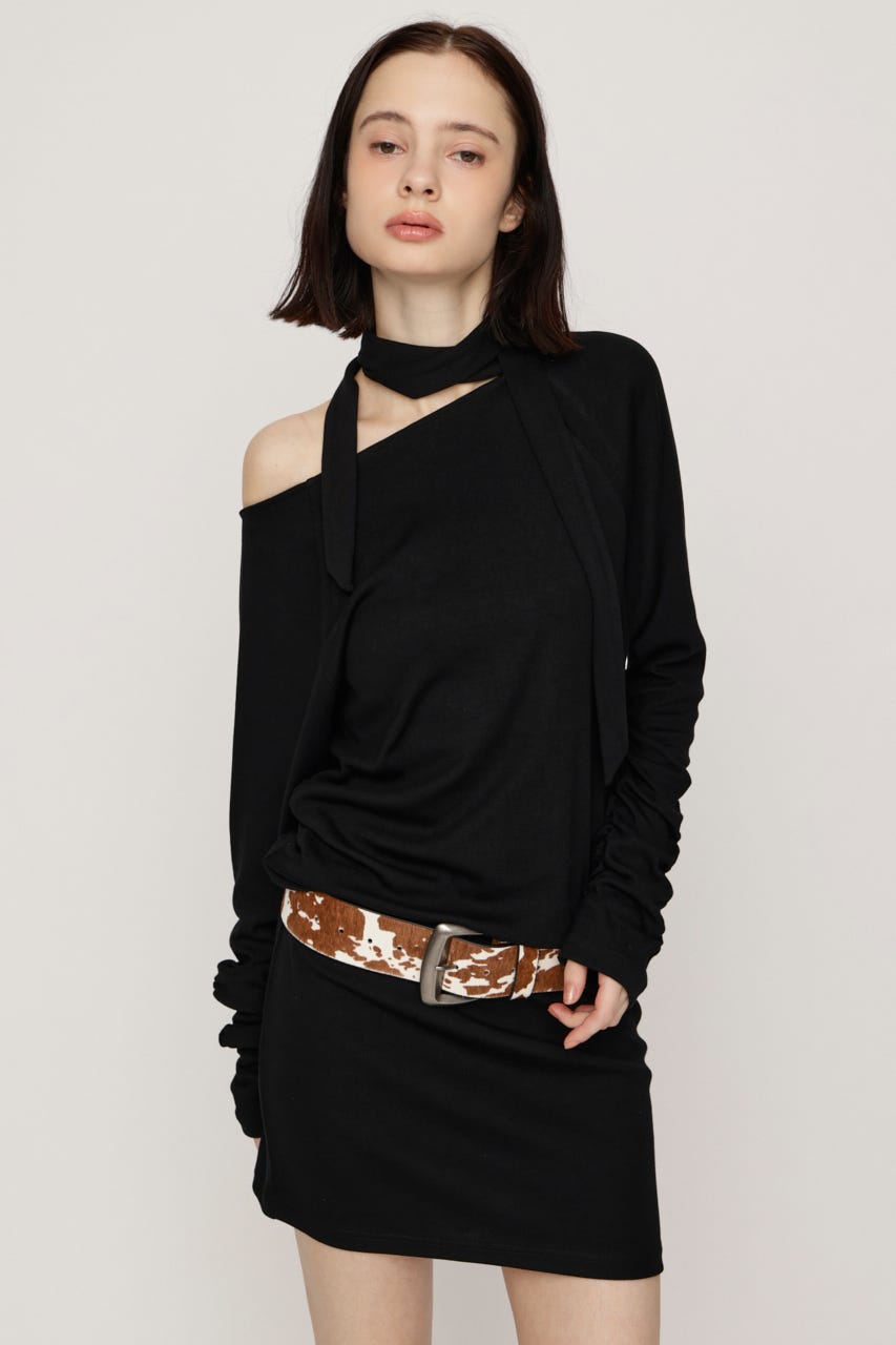 DOLMAN CUT TIE ショートワンピース BLK FREE