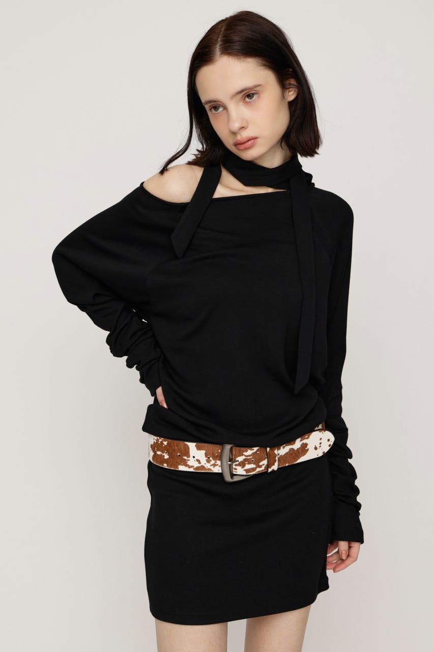 DOLMAN CUT TIE ショートワンピース BLK FREE