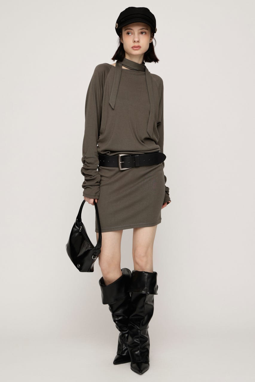 DOLMAN CUT TIE ショートワンピース KHA FREE