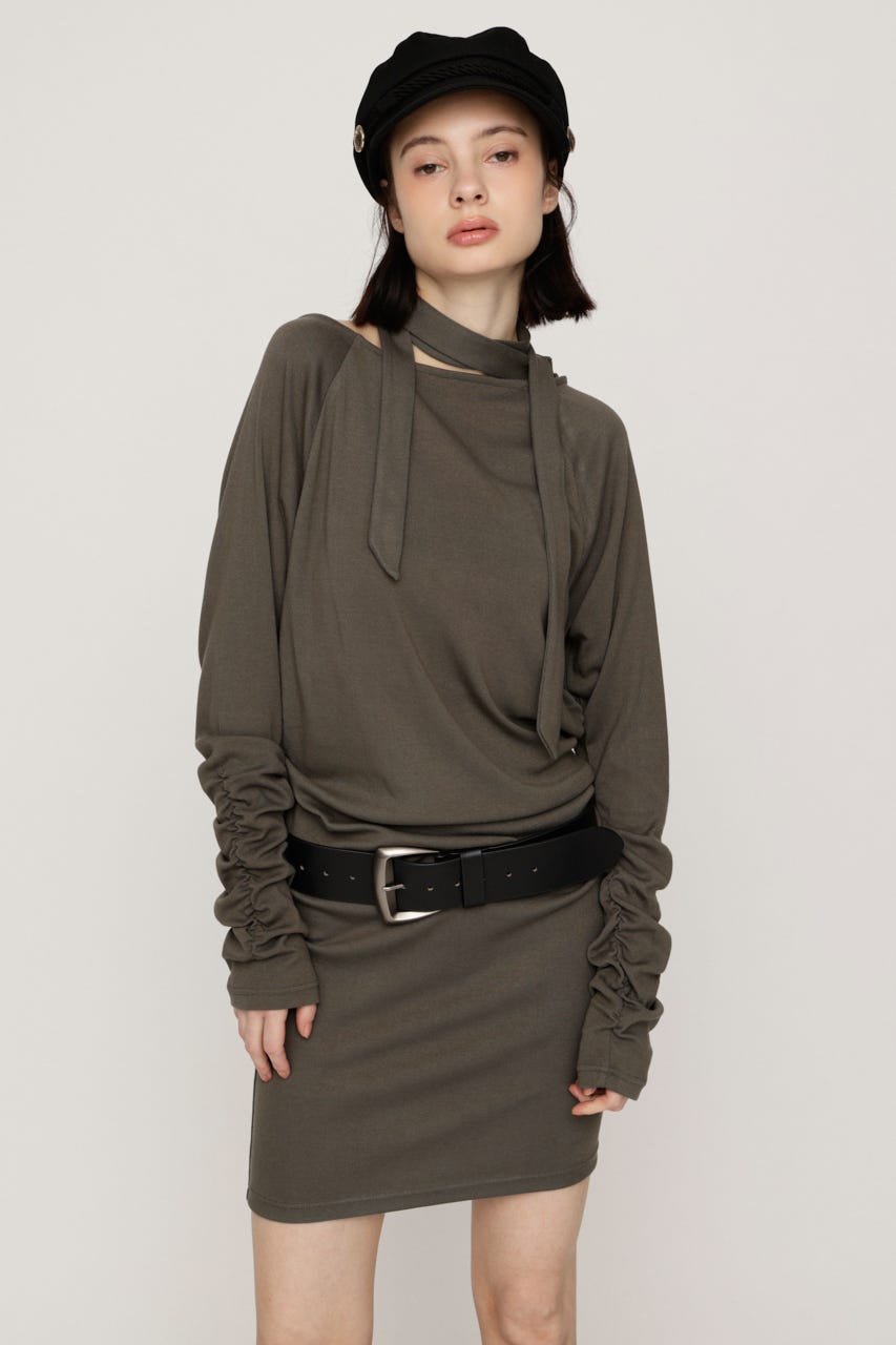 DOLMAN CUT TIE ショートワンピース KHA FREE