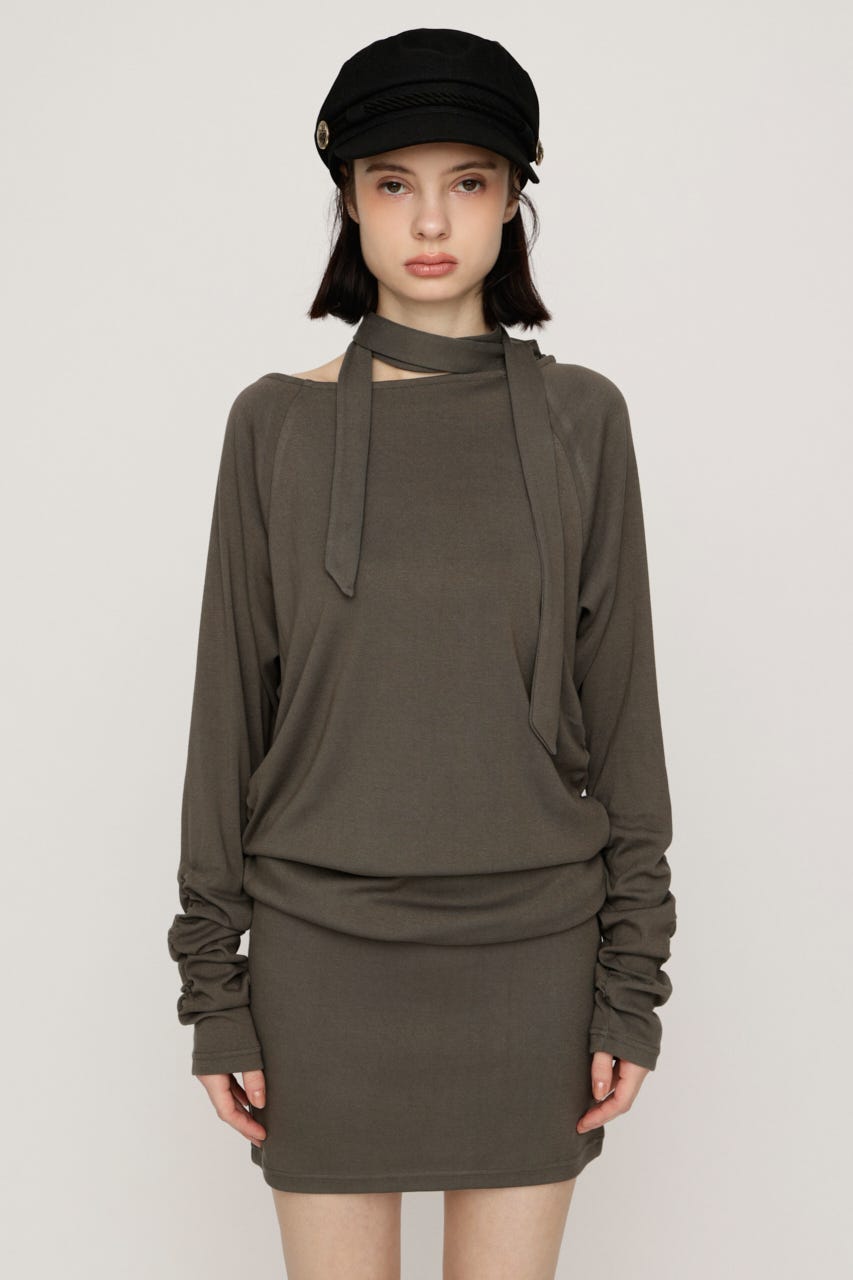 DOLMAN CUT TIE ショートワンピース KHA FREE