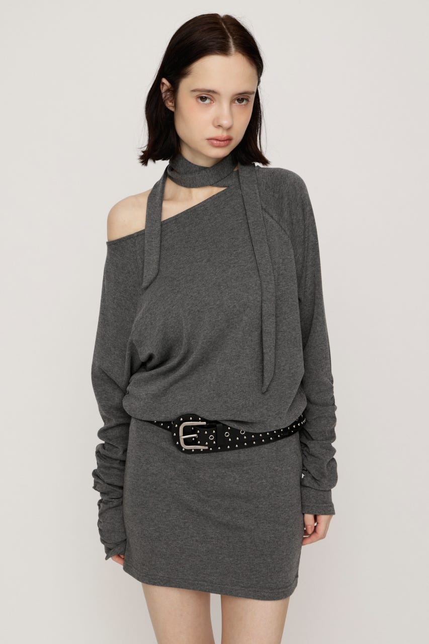 DOLMAN CUT TIE ショートワンピース T.GRY FREE