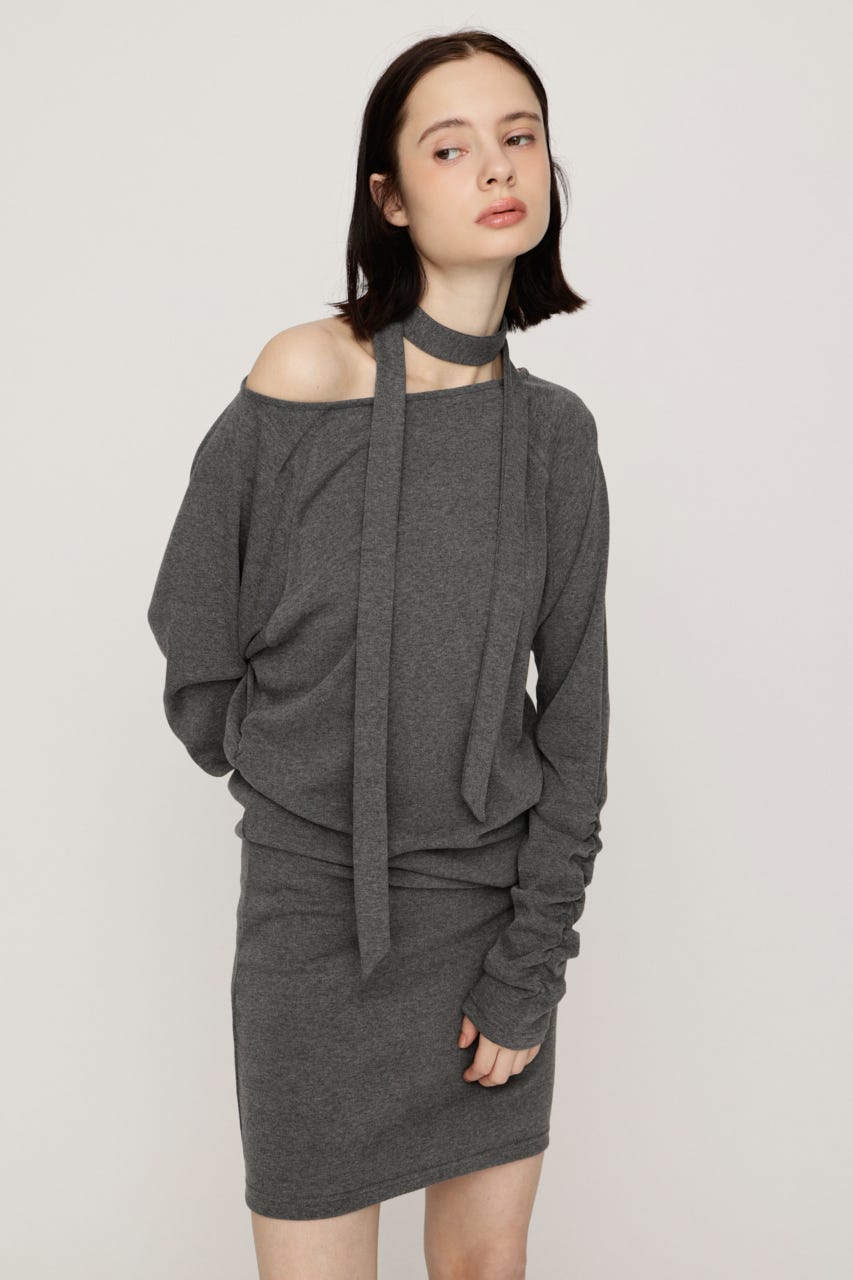 DOLMAN CUT TIE ショートワンピース T.GRY FREE