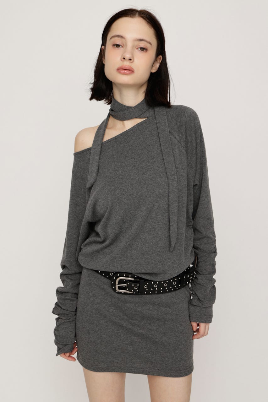 DOLMAN CUT TIE ショートワンピース T.GRY FREE