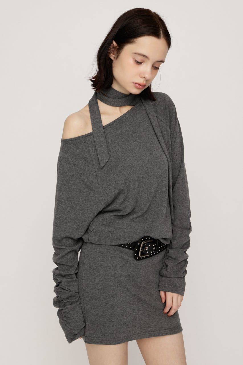 DOLMAN CUT TIE ショートワンピース T.GRY FREE