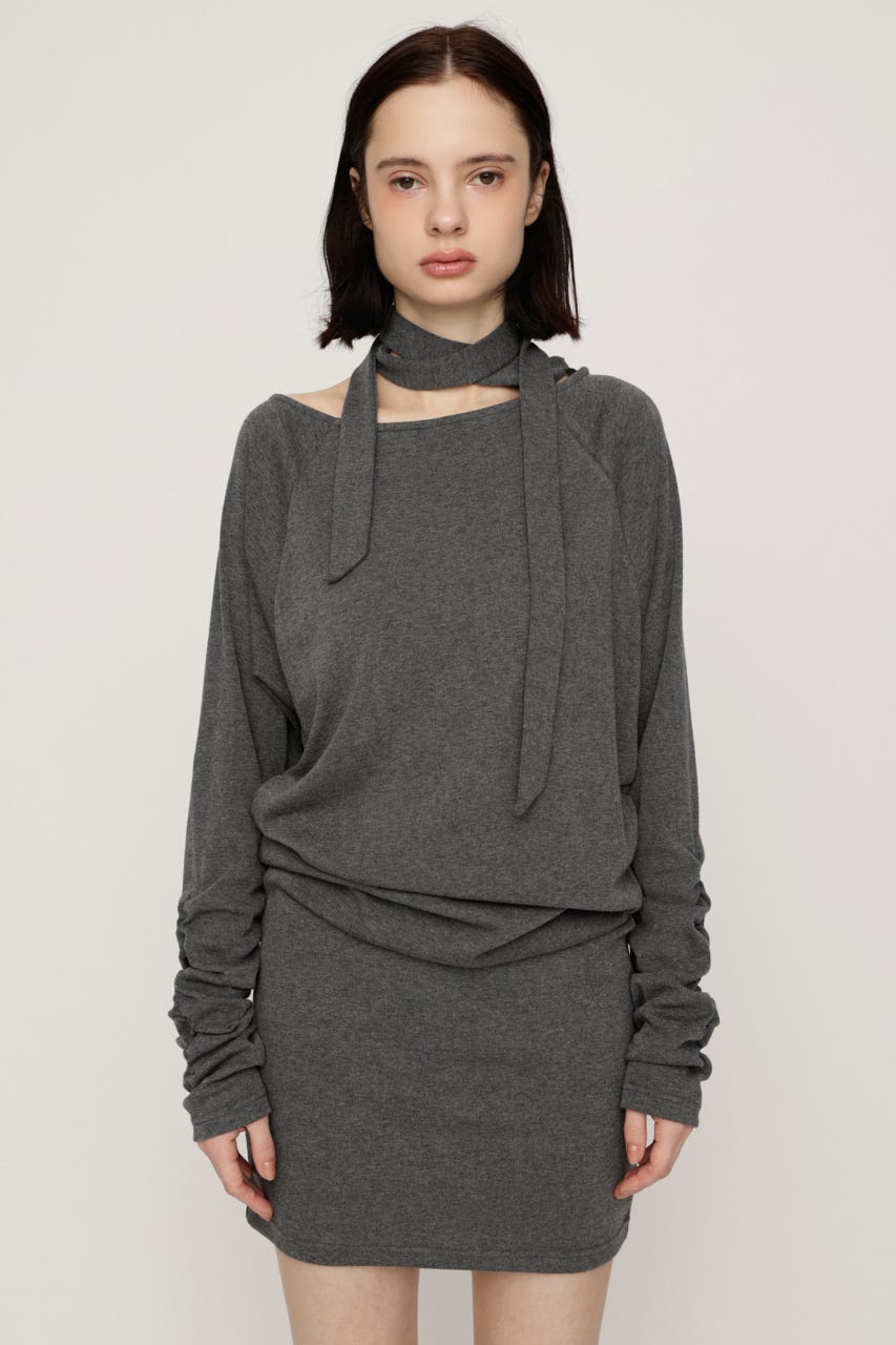 DOLMAN CUT TIE ショートワンピース T.GRY FREE