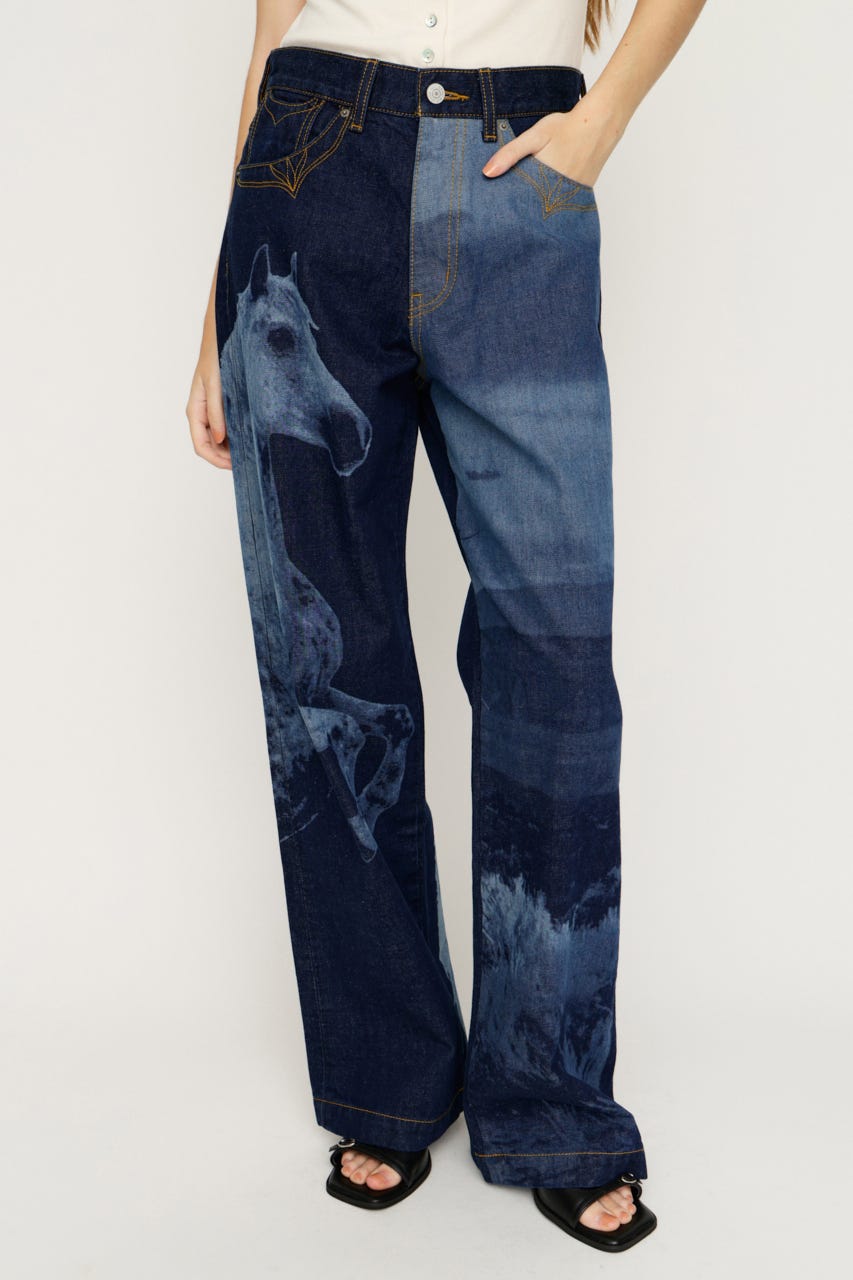 HORSE WESTERN STRAIGHT DENIM BLU 0