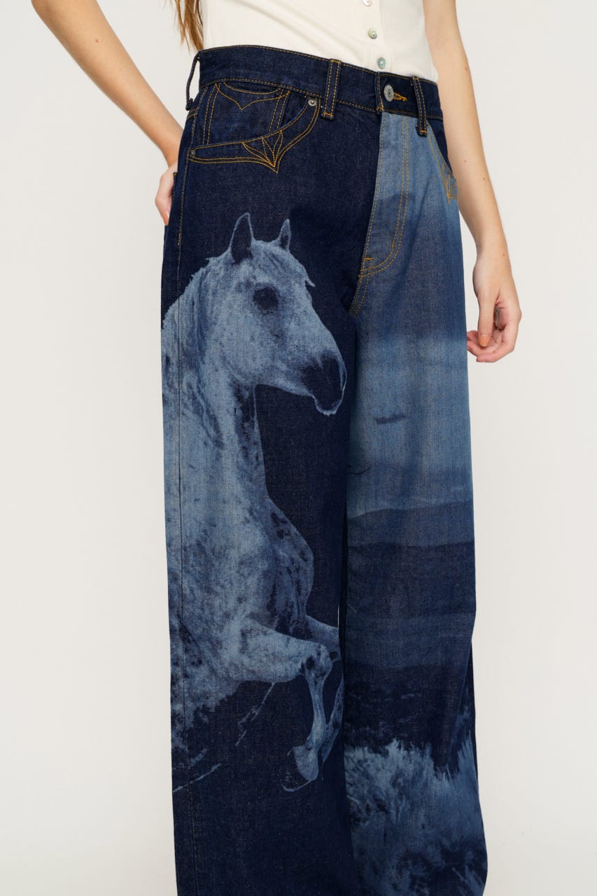 HORSE WESTERN STRAIGHT DENIM BLU 0