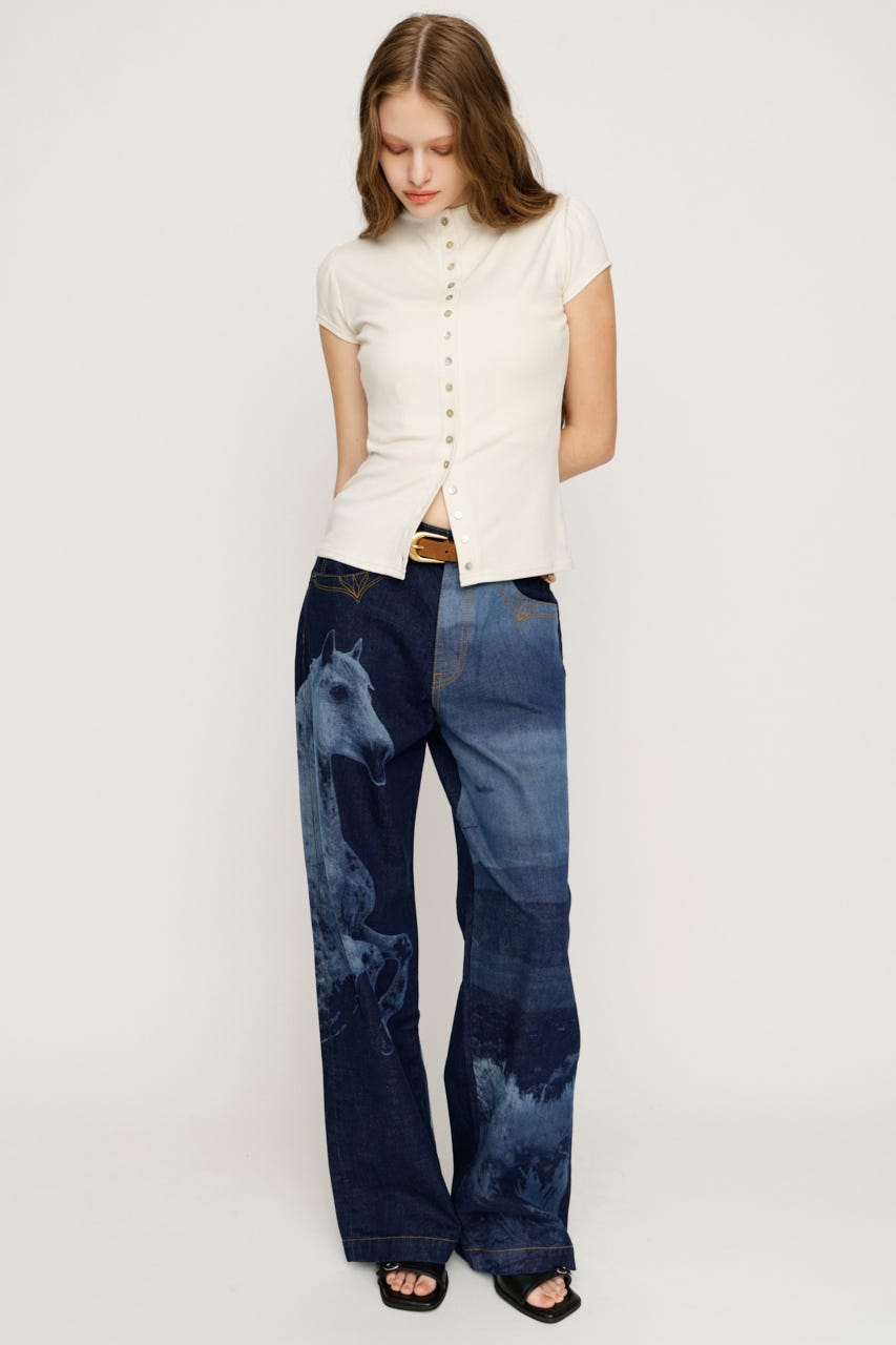 HORSE WESTERN STRAIGHT DENIM BLU 0