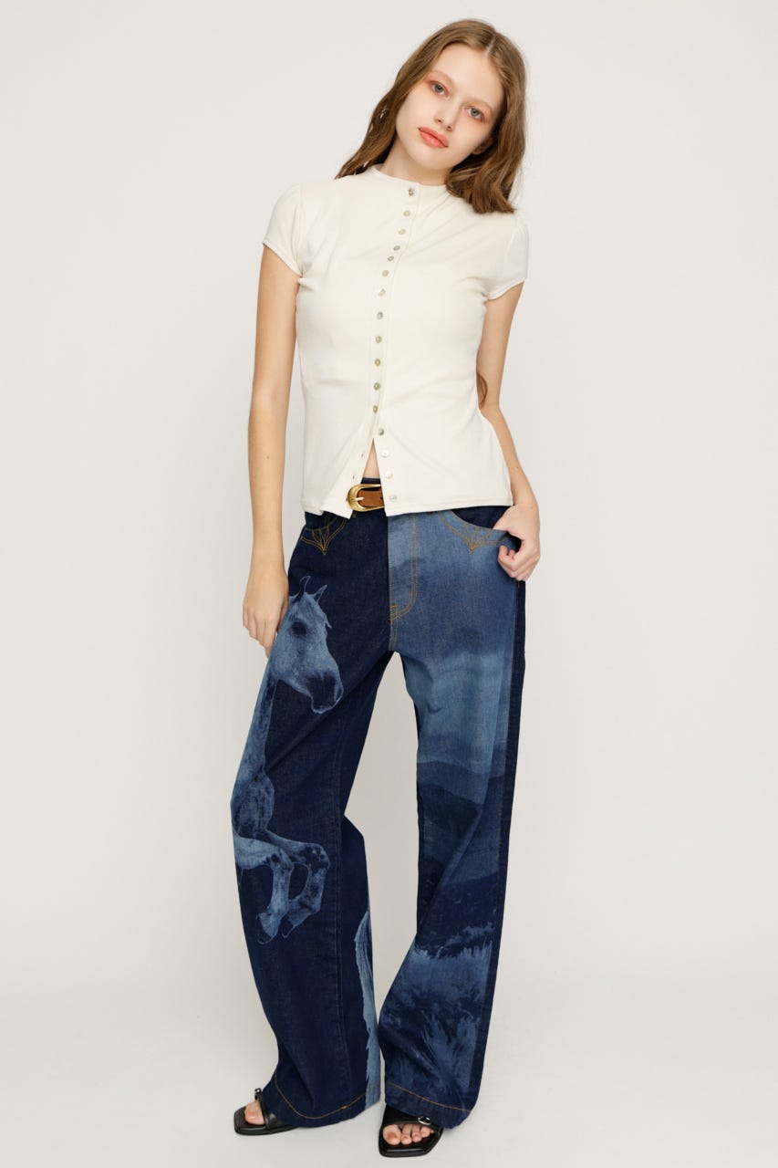 HORSE WESTERN STRAIGHT DENIM BLU 0