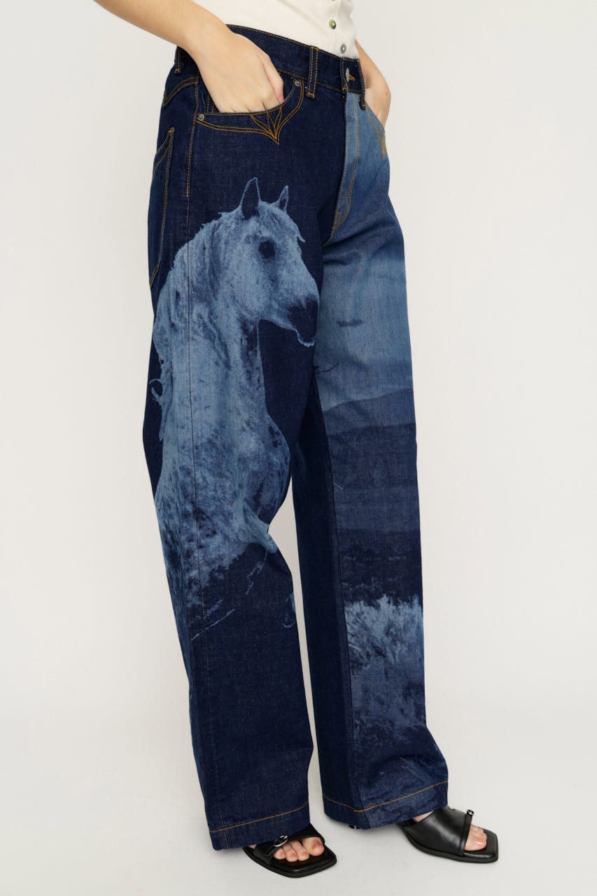 HORSE WESTERN STRAIGHT DENIM BLU 0
