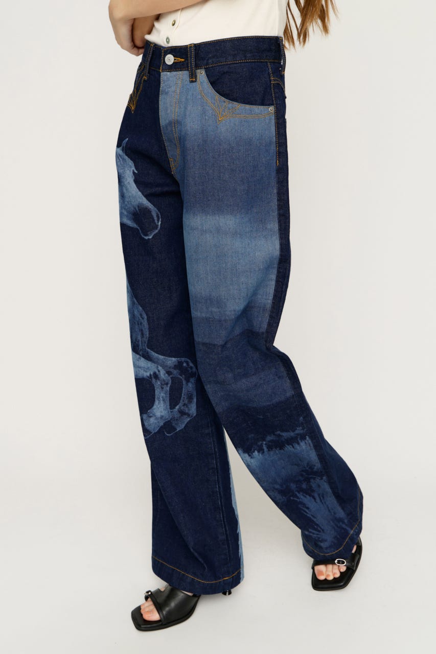 HORSE WESTERN STRAIGHT DENIM BLU 0