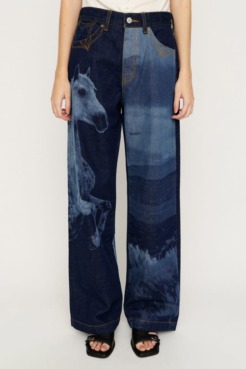 HORSE WESTERN STRAIGHT DENIM BLU 0