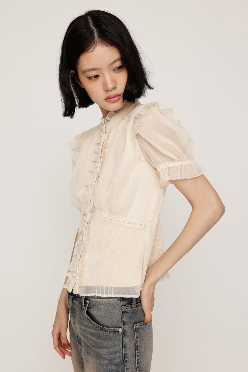 GATHER FRILL H／N PUFF ブラウス IVOY FREE