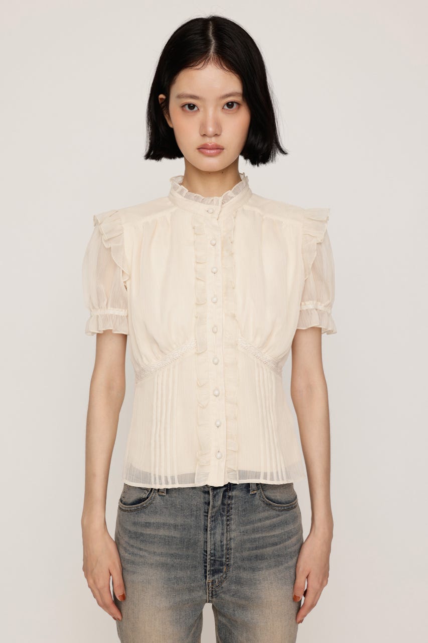 GATHER FRILL H／N PUFF ブラウス IVOY FREE