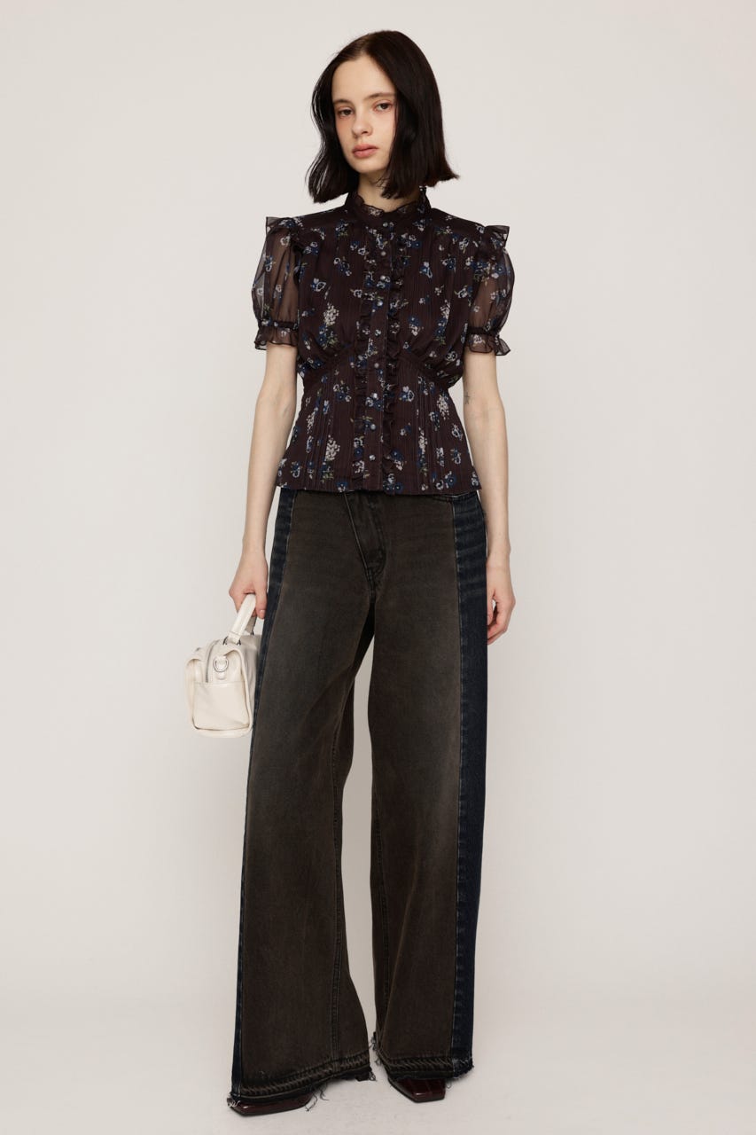 GATHER FRILL H／N PUFF ブラウス M/BRN FREE