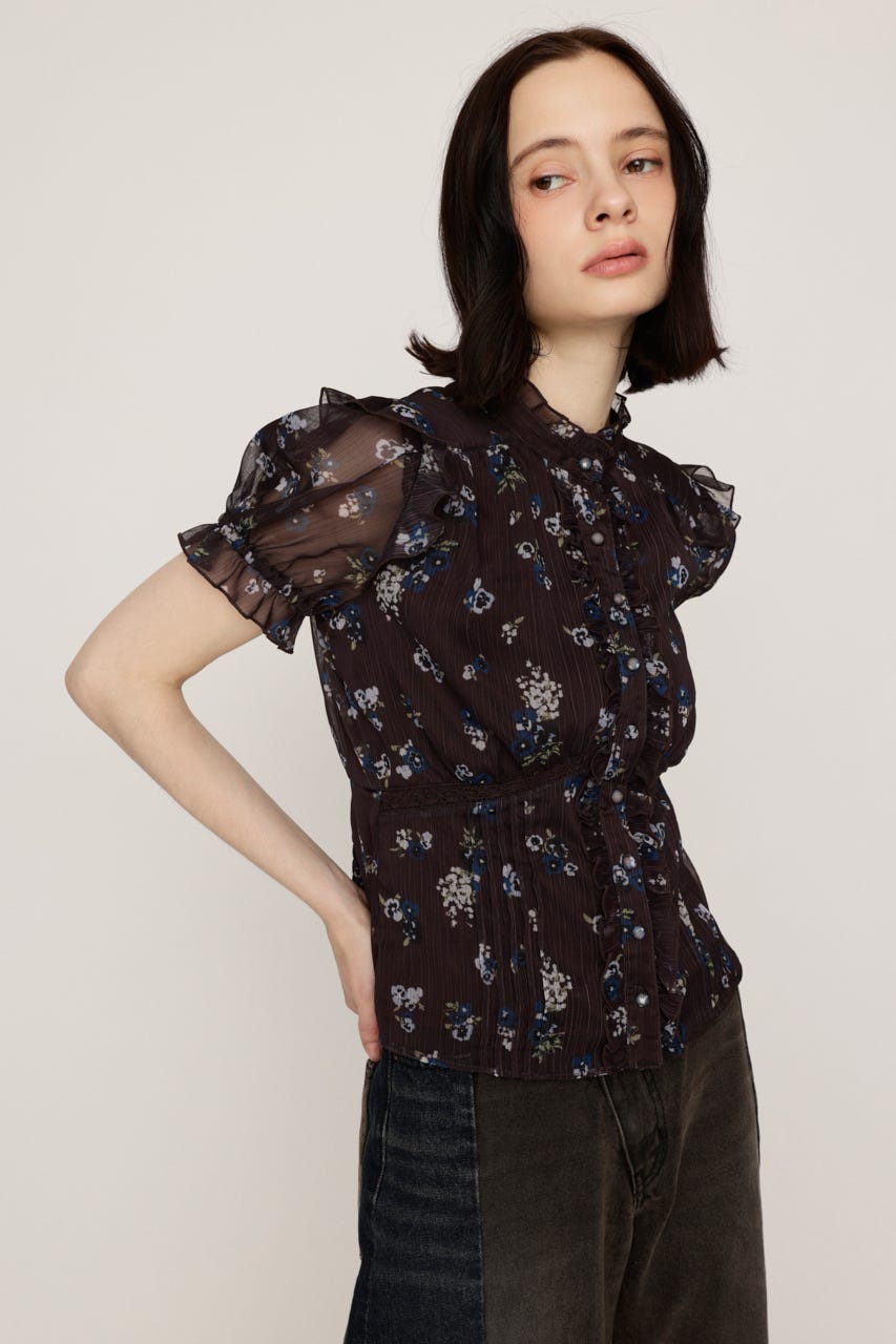GATHER FRILL H／N PUFF ブラウス M/BRN FREE