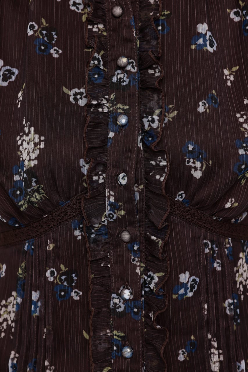 GATHER FRILL H／N PUFF ブラウス M/BRN FREE