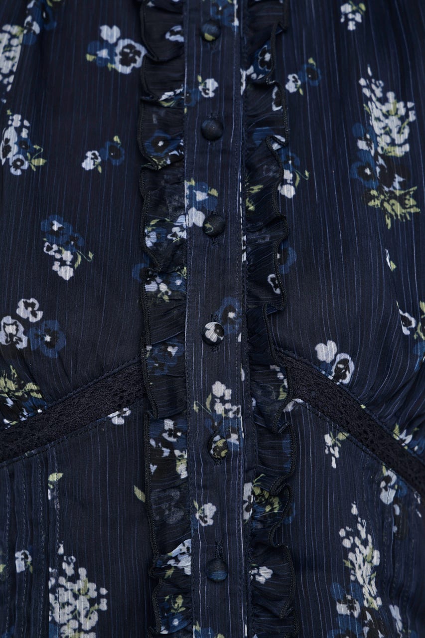 GATHER FRILL H／N PUFF ブラウス M/NVY FREE